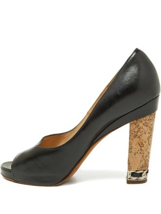 Chanel 110mm leather CC chain heel sandals - women - Leather/Leather/Leather - 38.5 - Black