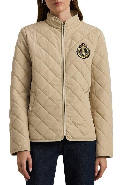 Ralph Lauren Black Label Women's Tan Beige Quilted outlets Jacket with Belt size Large