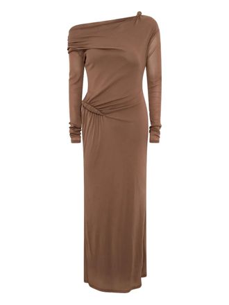 Paris Georgia Croissant long-sleeve twisted maxi dress - Brown