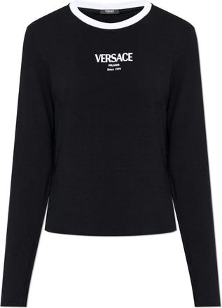Versace Stretch Viscose-Jersey T-Shirt - Dames - Longsleeves - Zwart - S - Katoen - Tops