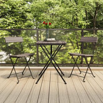 vidaXL Muebles De Cafeter&iacute;a Plegables 3 Piezas Rat&aacute;n Sint&eacute;tico Gris Vidaxl