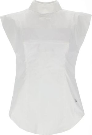 Jean Paul Gaultier Mouwloze Omgekeerd Shirt Met Puntige Borsten - Dames - Tops zonder mouwen - Wit - XS - Katoen - Tops