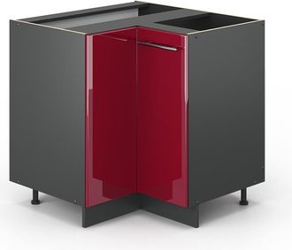 Vicco Armario De Esquina Fame-line, Rojo Burdeos Alto Brillo, 80.5 Cm Sin Encimera Vicco