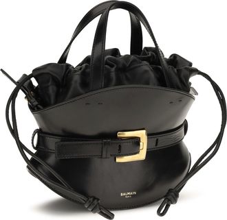Balmain Womens Shuffle Mini Shoulder Bag Noir Calf Leather Bos Taurus