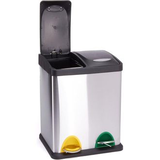 OEM Cubo De Basura De Acero Inoxidable De 8 Litros Con Pedal, 2 Compartimentos, Reciclaje, Dise&ntilde;o Silencioso, Cocina Moderna - Ulisem