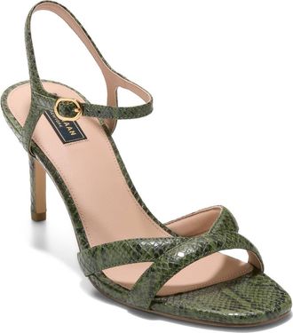 Cole Haan Constantina Ankle Strap Sandal in Chive Glossy Snake Print at Nordstrom, Size 10.5