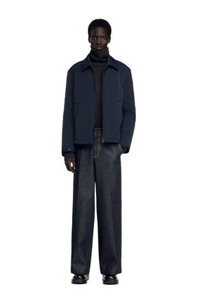 Sandro Quilted zip jacket in Navy Blue at Nordstrom, Size Xx-Large