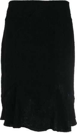 Dior 1990s flared-hem knitted skirt - women - Silk/Wool/Polyamide - 42 - Black