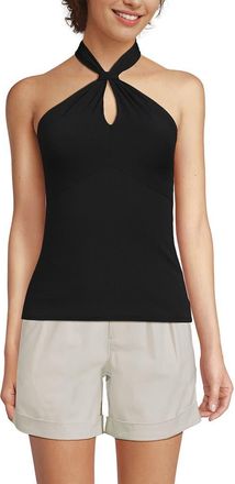 Lands End Slender Twist Front Halter Top in Black at Nordstrom, Size X-Large