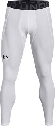 Under Armour Mens Standard HeatGear Leggings, White (100)/Black, Large Tall