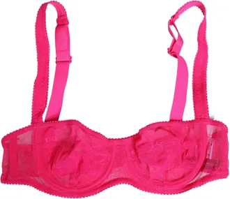 Dolce & Gabbana Pink Lace Mesh Underwire Balconnet Bra Womens Underwear