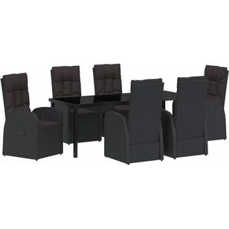 vidaXL Conjunto De Comedor De Jard&iacute;n 7 Pcs Negro Rat&aacute;n Sint&eacute;tico Vidaxl