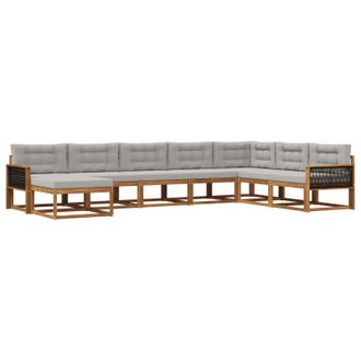 vidaXL Conjunto De Sof&aacute;s De Exterior 8 Pcs Natural Y Gris Claro Vidaxl