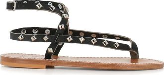 K.Jacques Sandali piatti con borchie - Nero