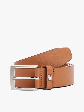 Tommy Hilfiger Enamel Flag Square Buckle Leather Belt