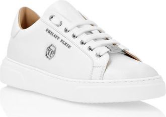 Philipp Plein Leather Lo-Top Sneakers Hexagon Logo Unisex in White at Nordstrom, Size 41