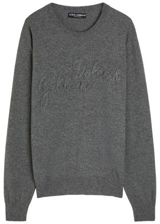 Dolce & Gabbana Logo-appliquéd Wool Sweatshirt - Anthracite - 46 (IT46 / S)