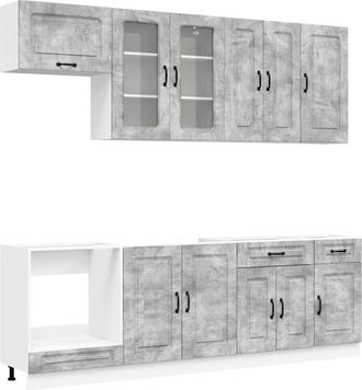 vidaXL Unidad De Cocina Kalmar 8 Uds. Gris Hormig&oacute;n Vidaxl