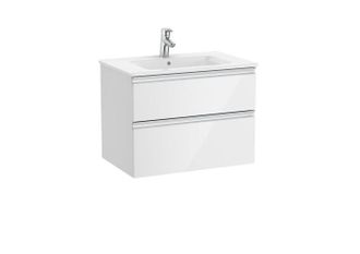 Roca Roca - Pack Unik Mueble Base De Dos Cajones + Lavabo Central The Gap Color: Blanco Brillo - Medidas: 705x460x537 Mm
