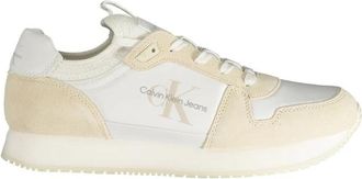 Calvin Klein Polyester Sneakers met Contrastdetails - Heren - Sneakers - Wit - 44 EU - Polyester - Schoenen