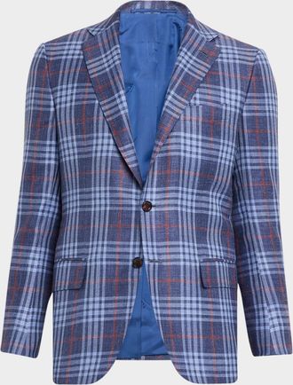 Kiton Men & apos;s Cashmere and Silk Windowpane Plaid Sport Coat