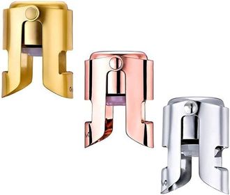 OEM Allecto - Tappo Per Champagne - Tappo Per Bottiglia In Acciaio Inox - Perfetto Per Spumanti - Set Da 3 Pezzi - Ideale Per Feste - Mantiene Le Bollicin
