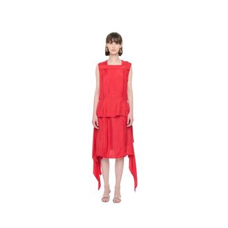 Plan C Draping Tank Top - Dames - Blouses - Rood - M - Overhemden
