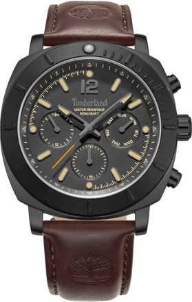 Timberland Pyperville Multifunction Leather Strap Watch, 45mm in Dark Brown at Nordstrom