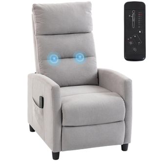 HOMCOM Homcom Sill&oacute;n De Masaje Reclinable 160&deg; Con Reposapi&eacute;s, Mando, 2 Zonas De Masaje, Respaldo Alto, Asiento De Muelles, Bolsillos, Tapizado En Chenilla