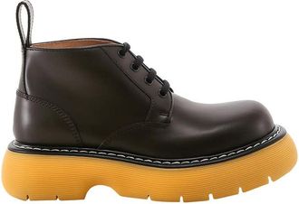 Bottega Veneta Swell Lace Up Ankle Boots Brown, Size 5