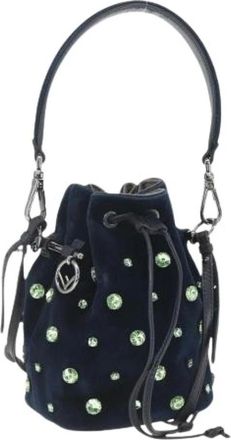 Fendi Pre-owned Bucket Bags, female, Blue, Size: ONE SIZE Pre-owned Fabric Bucket Bag
