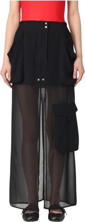 Pinko Pinko, Broeken, Dames, Zwart, M, Layered Sheer Maxi Skirt