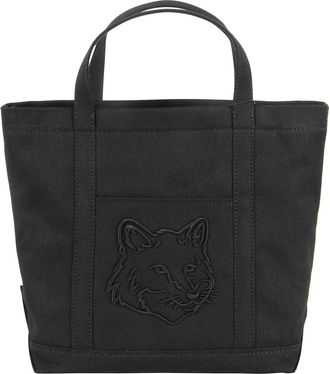 Maison Kitsuné Tassen, Dames, Zwart, ONE Size, Fox Head Small Tote