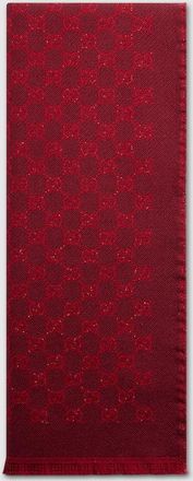 Gucci GG Wool Viscose Lam&eacute; Jacquard Scarf, Bordeaux