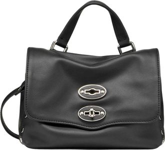 Zanellato Black Structured Silver-Tone Hardware Studded Handbag