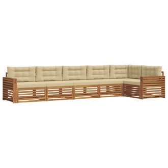 vidaXL Conjunto De Sof&aacute;s De Exterior Con Coj&iacute;n 6 Pcs Natural Y Beige Vidaxl