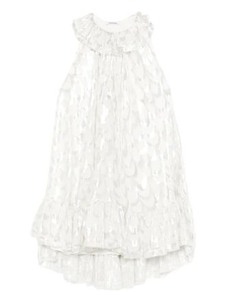 Parlor ruffled-trim mini dress - women - Viscose/Silk - One Size - Neutrals