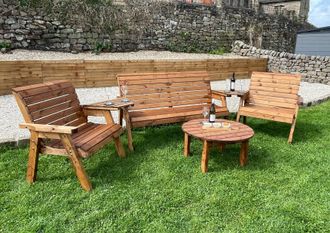 Charles Taylor Trading Large Five Seat Mutli Set With Round Coffee in Brown