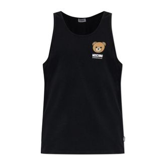 Moschino Sleeveless Tops, male, Black, Size: 2XL Sleeveless Logo T-Shirt