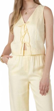 Dex Clothing Lemon Linen Tie Front Top In Yellow