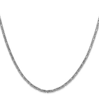Diamond2Deal 14K White Gold 2mm Byzantine Chain Necklace