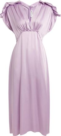 Victoria Beckham Ruffled Satin-Crepe Midi Dress Size L