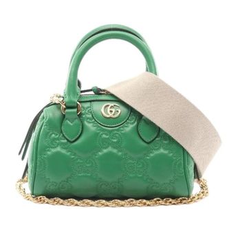 Gucci Pre-owned GG Matelasse Leren Handtas - Dames - Pre-owned - Groen - Maat: ONE Size Leer
