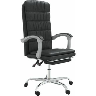 vidaXL Silla De Oficina Reclinable Cuero Sint&eacute;tico Negro Vidaxl