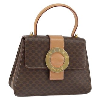 Celine Vintage Macadam Canvas Brown Pvc Handbag (Pre-Owned)
