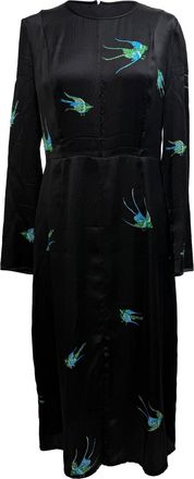 Diane Von F&uuml;rstenberg Diane Von Furstenberg Bird-Print Midi Dress in Black Silk