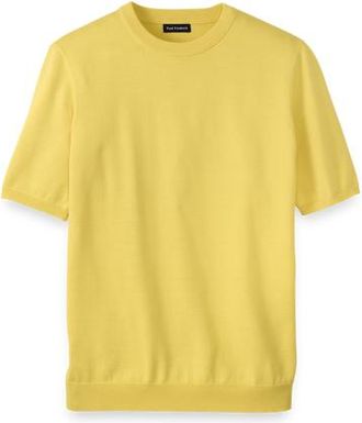 Paul Fredrick Supima Cotton Crew Neck Sweater in Light Yellow at Nordstrom, Size Large