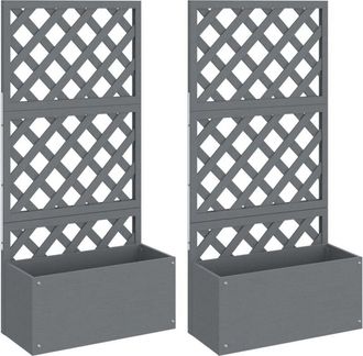 vidaXL Trellis Planters 2 pcs Grey 65x33x135 cm wpc Vidaxl