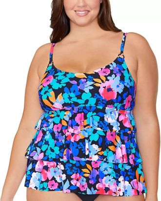 Island Escape Tallulah Triple Tier Underwire Tankini Top In Black