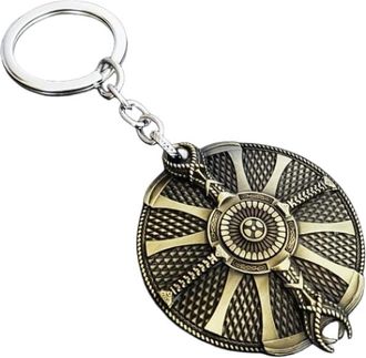 Generic 1PC God of War shield Weapon Model Keychain for Anime fans (gold)